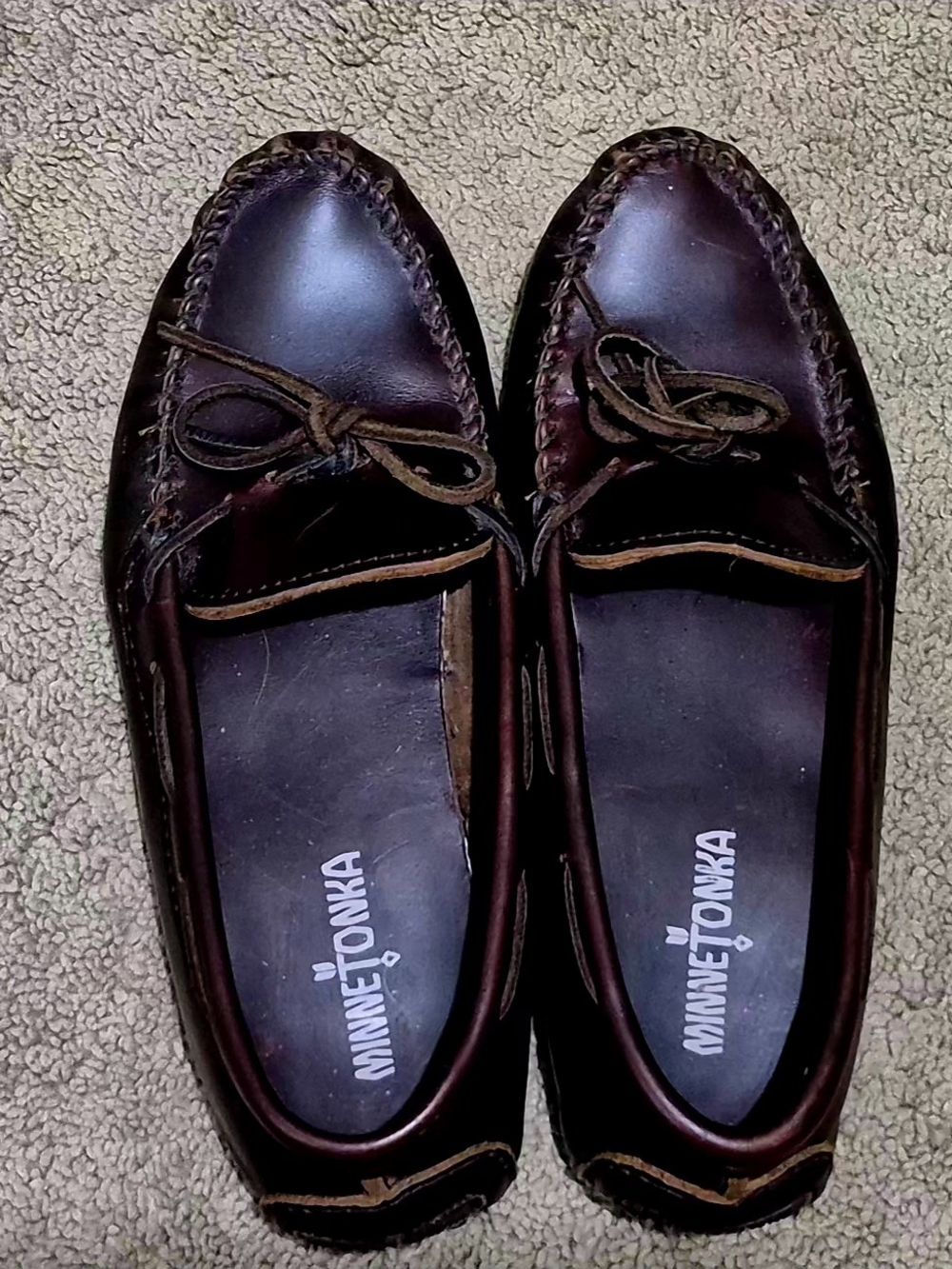 Minnetonka Men's Dark Brown Leather Moccasin Slip-Ons